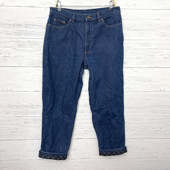 L.L. Bean Women's Flannel Lined Jeans Double L Relaxed Fit Straight Leg 14R - Picture 1 of 8